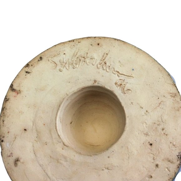 Vintage Art Pottery Signed Celadon Goblets With Lizards Amphibians Set of Two - Picture 6 of 7